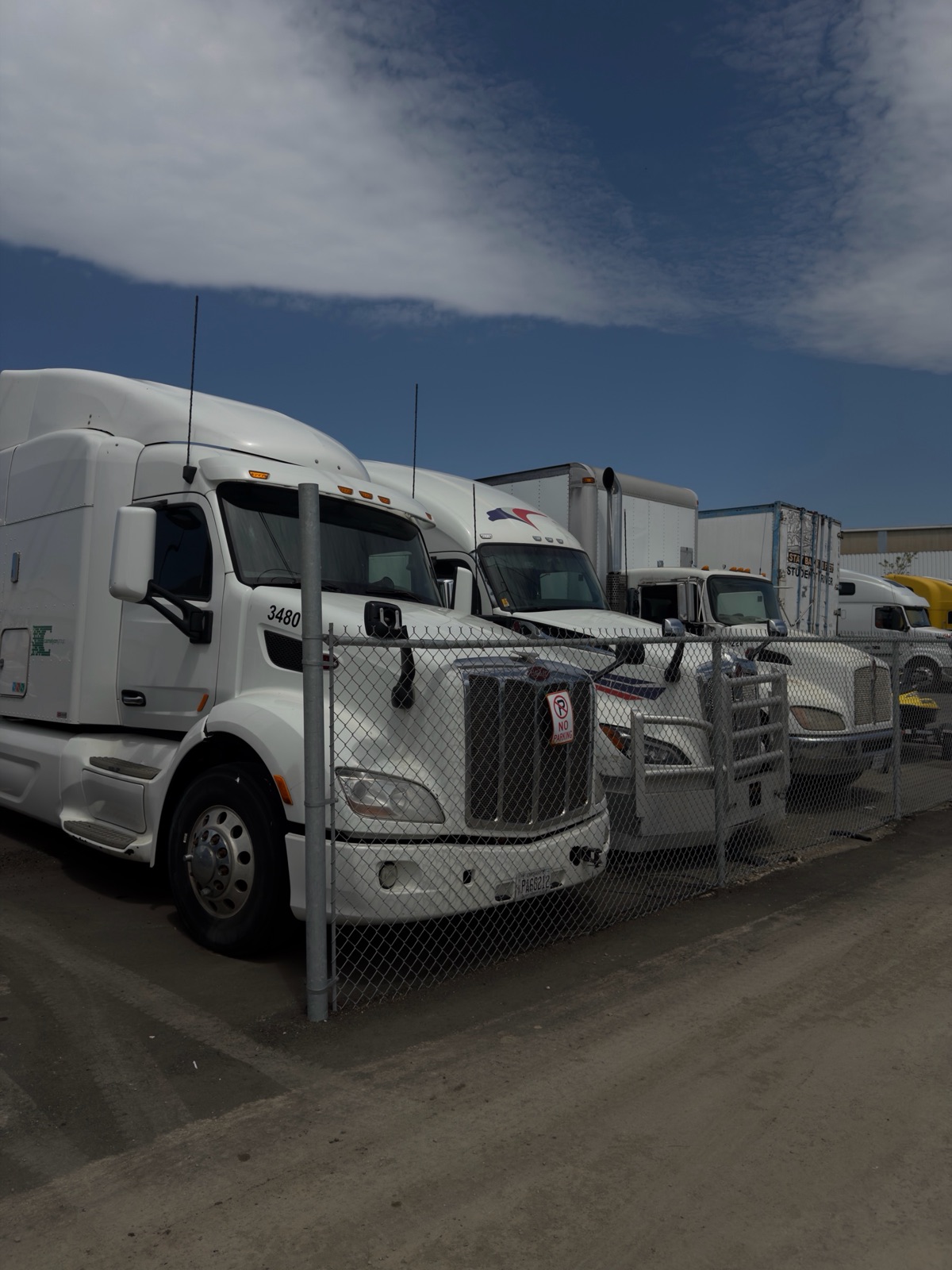 Lineup of heavy-duty trucks ready for pre-purchase inspection at the Planet Truck Brampton yard